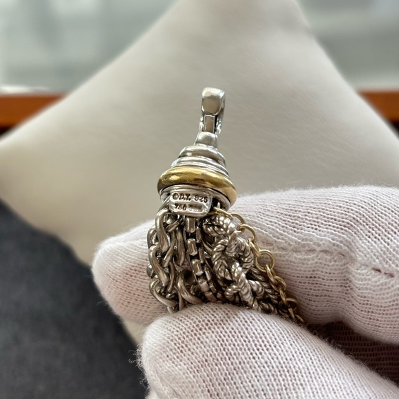 David Yurman 925 & 18k Gold Multi-Strand Pearl Bracelet 7" - Picture 8 of 9